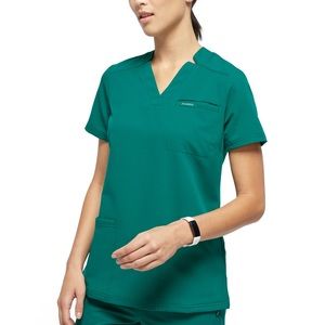 Jaanuu hunter green women’s relaxed 3-pocket scrub top